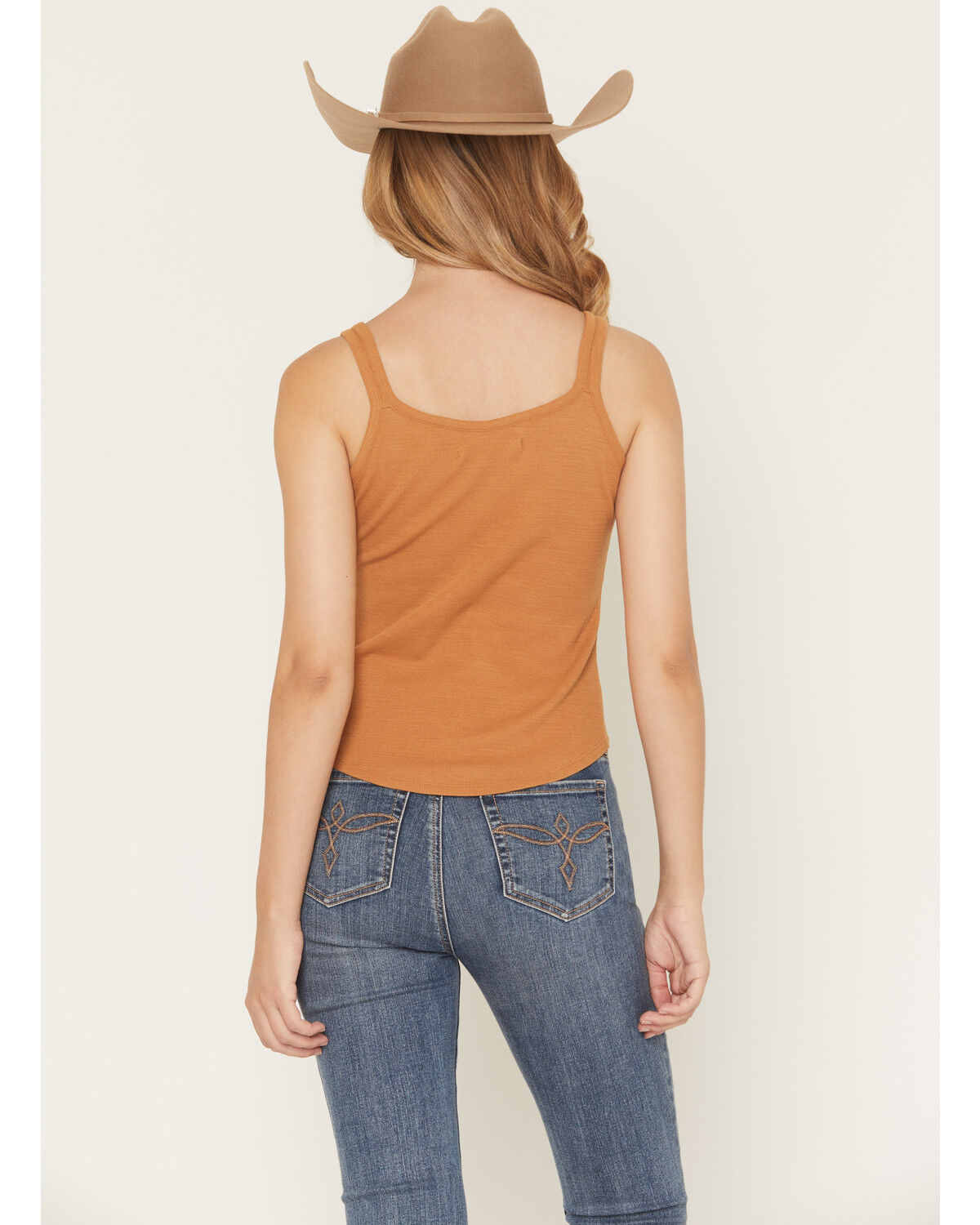 Image #4 - Shyanne Women's Solid Ribbed Tank Top, Pecan, hi-res