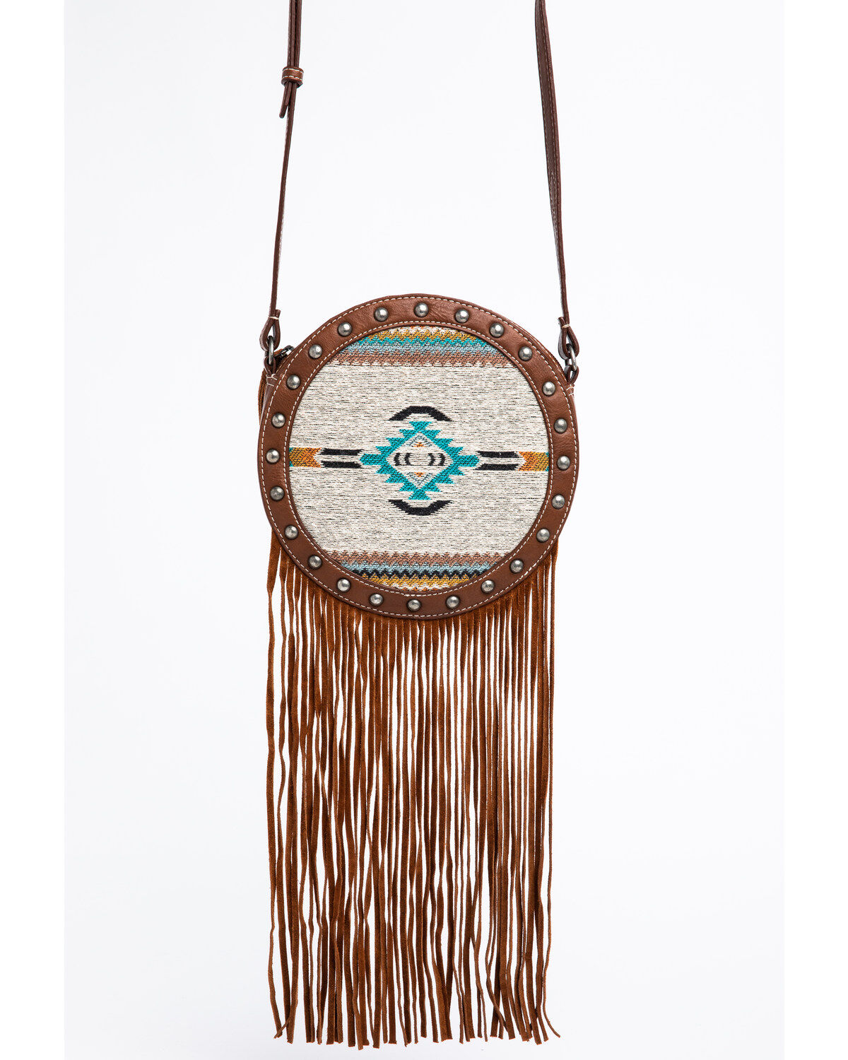 Image #1 - Shyanne Women's Aztec Serape Circle Fringe Bag, Brown, hi-res