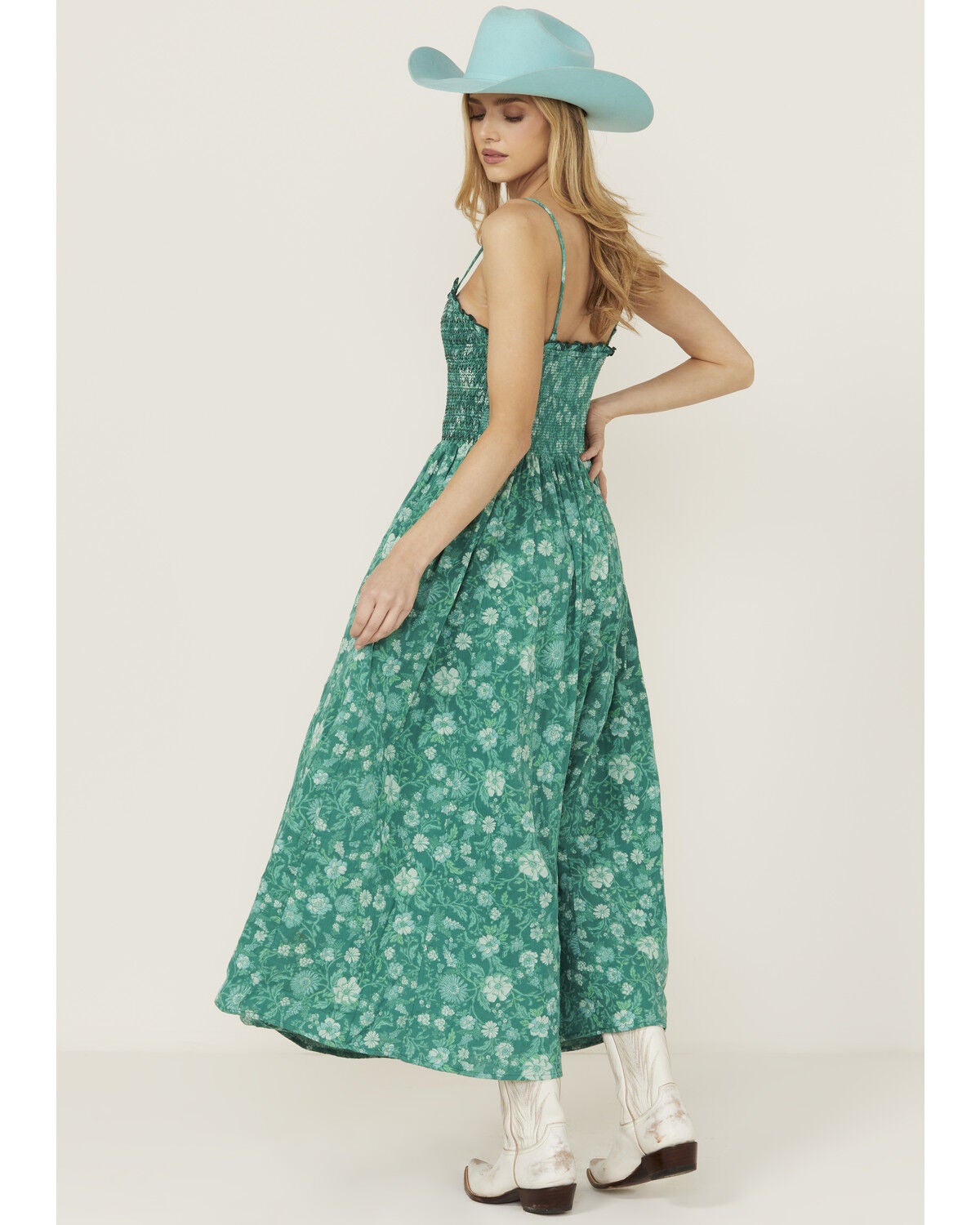 Image #4 - Free People Women's Sweet Nothings Floral Print Midi Dress, Green, hi-res