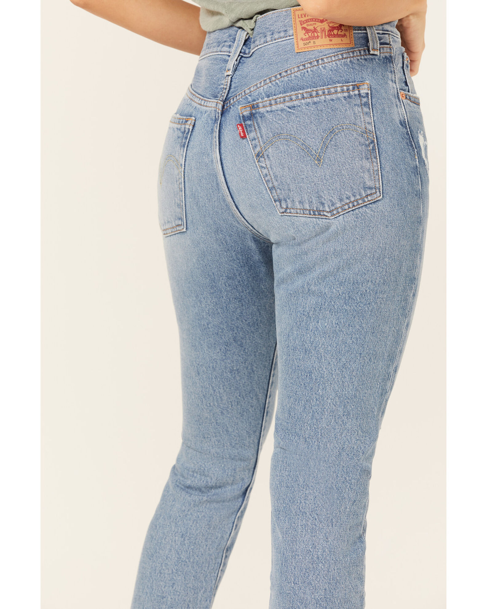 Product Name Levi s Women s 501 Medium Wash Mid Rise Distressed Skinny Jeans