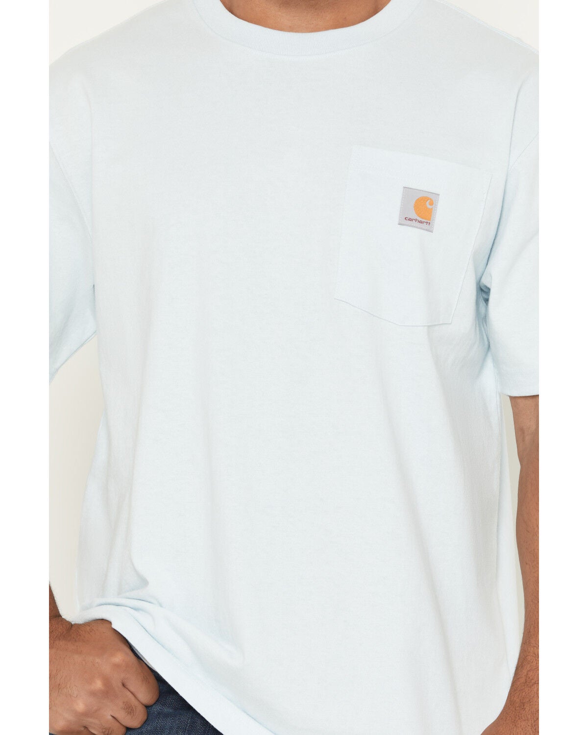 Image #3 - Carhartt Men's Loose Fit Heavyweight Short Sleeve Pocket T-Shirt, Light Blue, hi-res