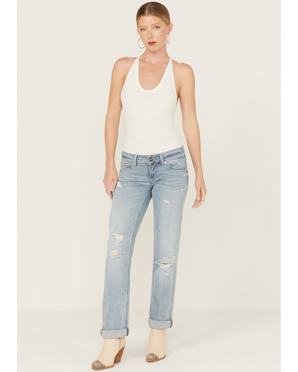 Ariat Women's Light Wash Low Rise Lucy Straight Jeans, Light Wash, hi-res