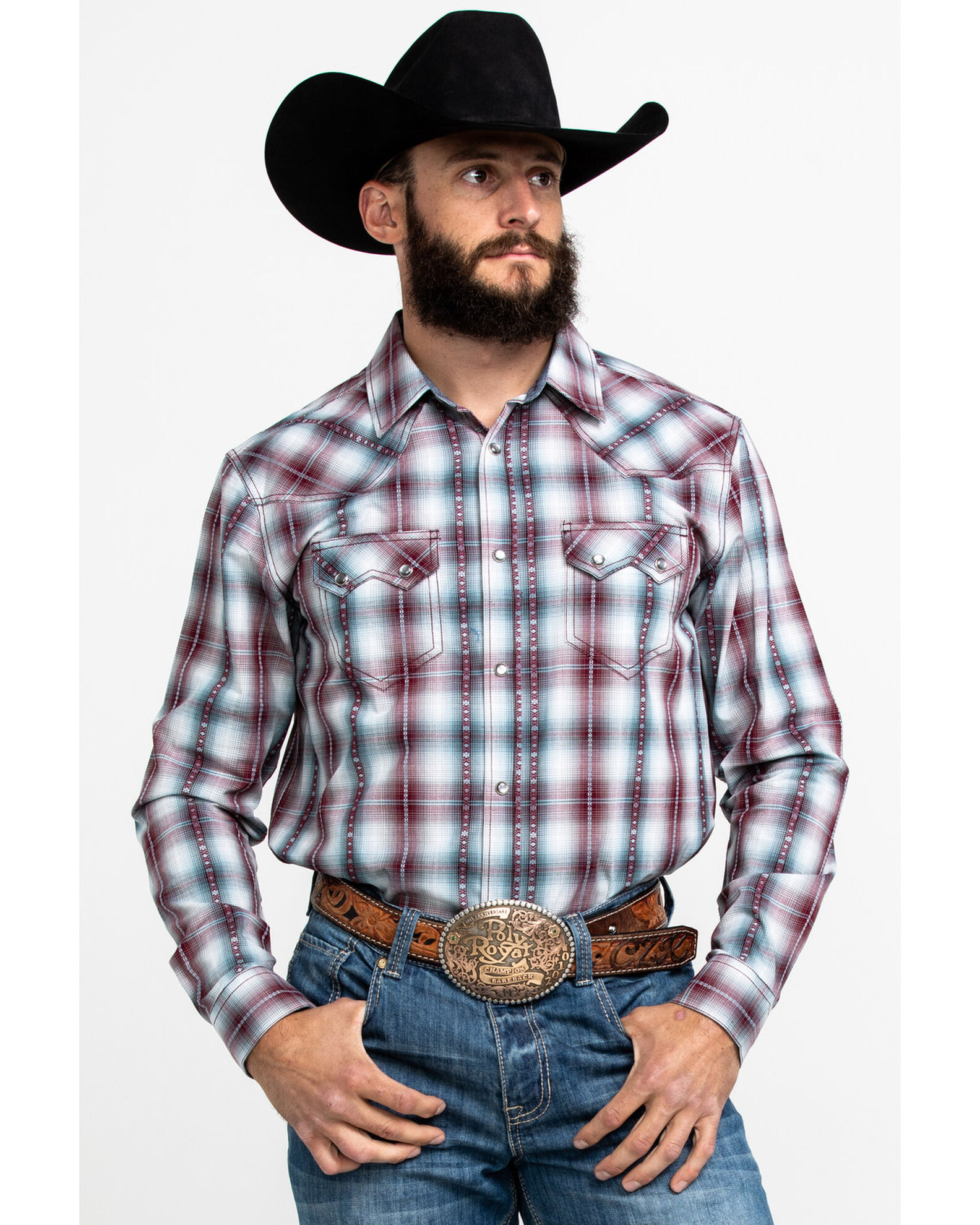 Cody James Men s MC Calister Med Plaid Long Sleeve Western Shirt