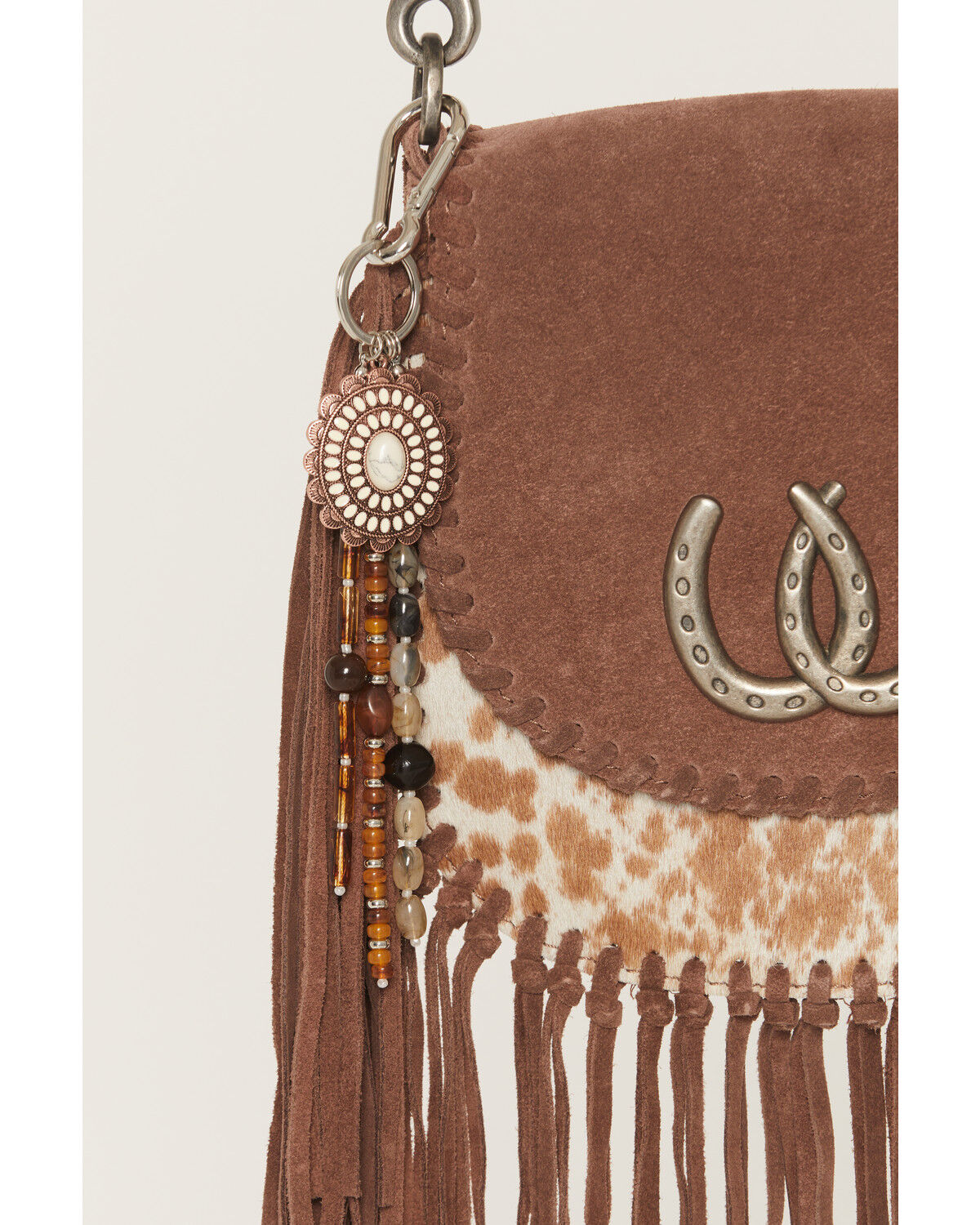 Shyanne Women's Beaded Tassel Bag Charm, Brown, hi-res