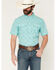 Image #1 - Ferrell Men's Flynn Checkered Logo Print Short Sleeve Snap Stretch Western Shirt, Mint, hi-res