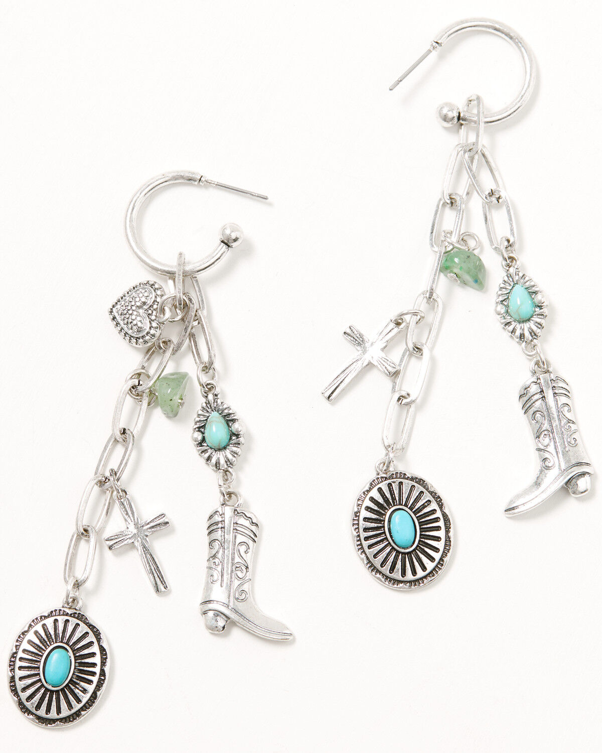 Image #1 - Shyanne Women's Linear Dangle Charm Earrings, Silver, hi-res