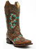 Image #1 - Corral Women's Studded Floral Embroidery Western Boots - Square Toe, , hi-res