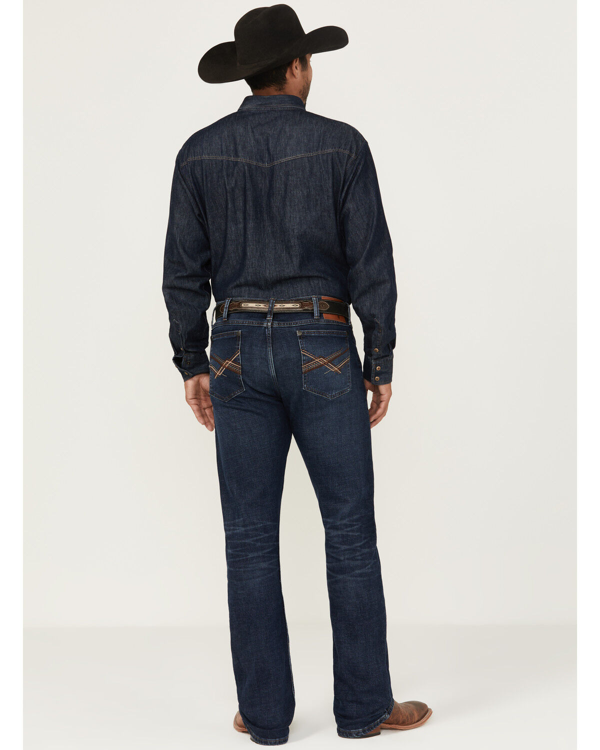 Image #3 - Wrangler 20X Men's Stirrup Dark Wash Slim Bootcut Stretch Denim Jeans, Dark Wash, hi-res