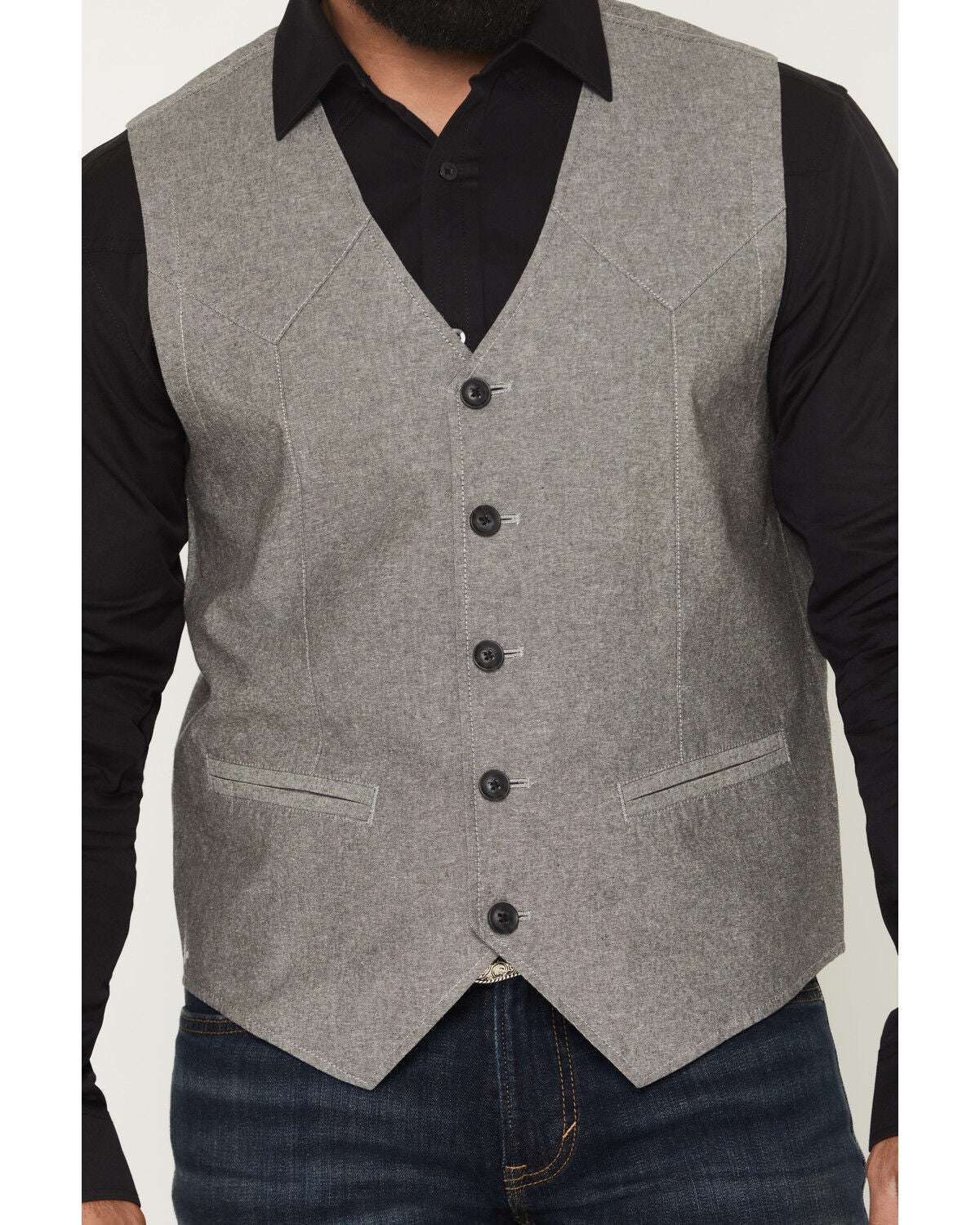 Image #3 - Cody James Men's Brogue Button-Down Vest, Black, hi-res