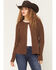 Image #1 - Originality Women's Long Sleeve Button-Down Cardigan, Brown, hi-res
