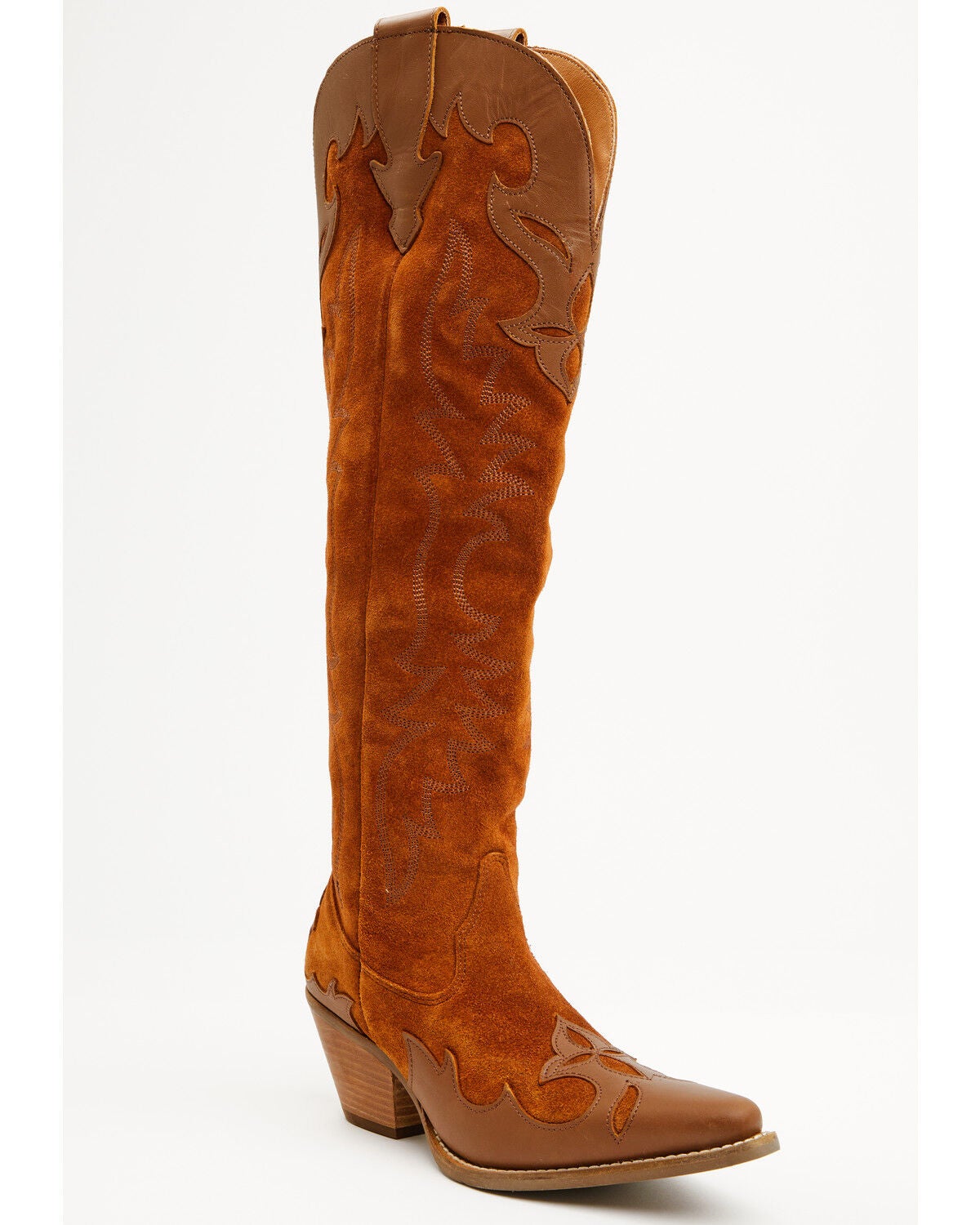 Dingo Women's Drama Queen Suede Tall Boots - Snip Toe, Camel, hi-res