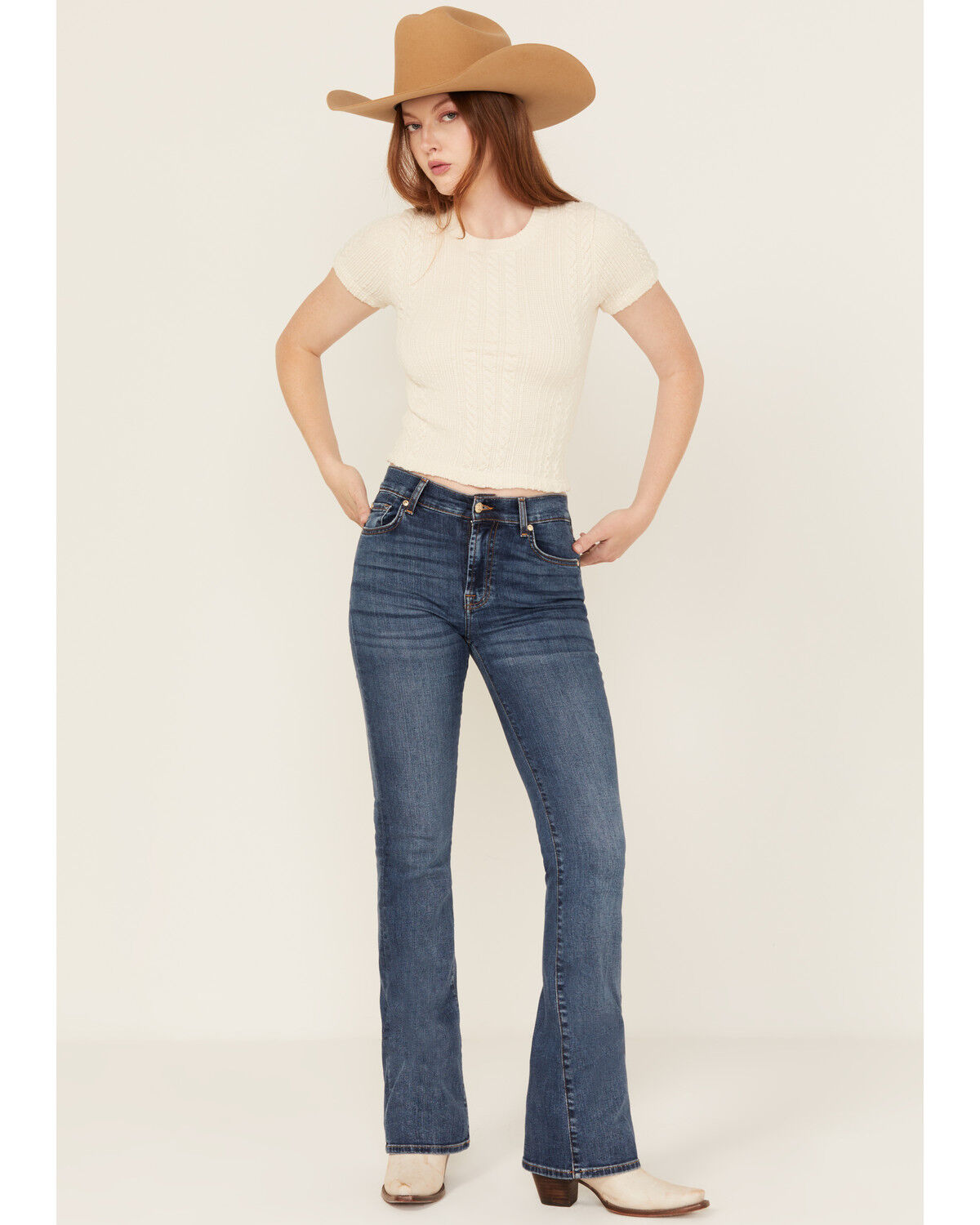 Image #3 - 7 For All Mankind Women's Dark Wash Soho Mid Rise Embellished Bootcut Stretch Denim Jeans, Dark Wash, hi-res