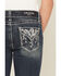 Image #2 - Grace in LA Girls' Dark Wash Floral Pocket Bootcut Stretch Denim Jeans, Dark Wash, hi-res