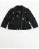 Urban Republic Infant Girls' Quilted Faux Leather Ruffle Moto Jacket, Black, hi-res