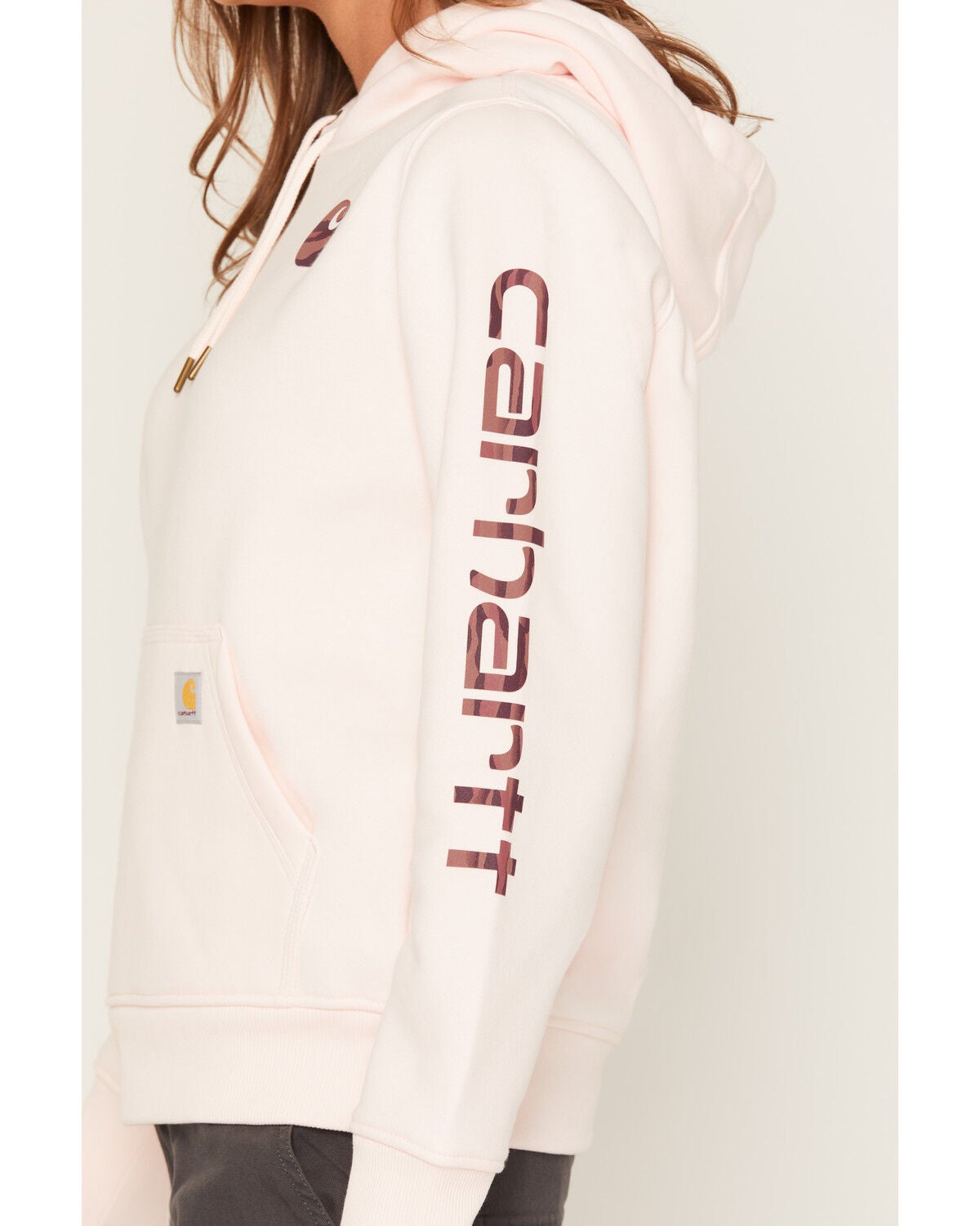 Image #3 - Carhartt Women's Iconic Clarksburg Logo Sweatshirt, Rose, hi-res