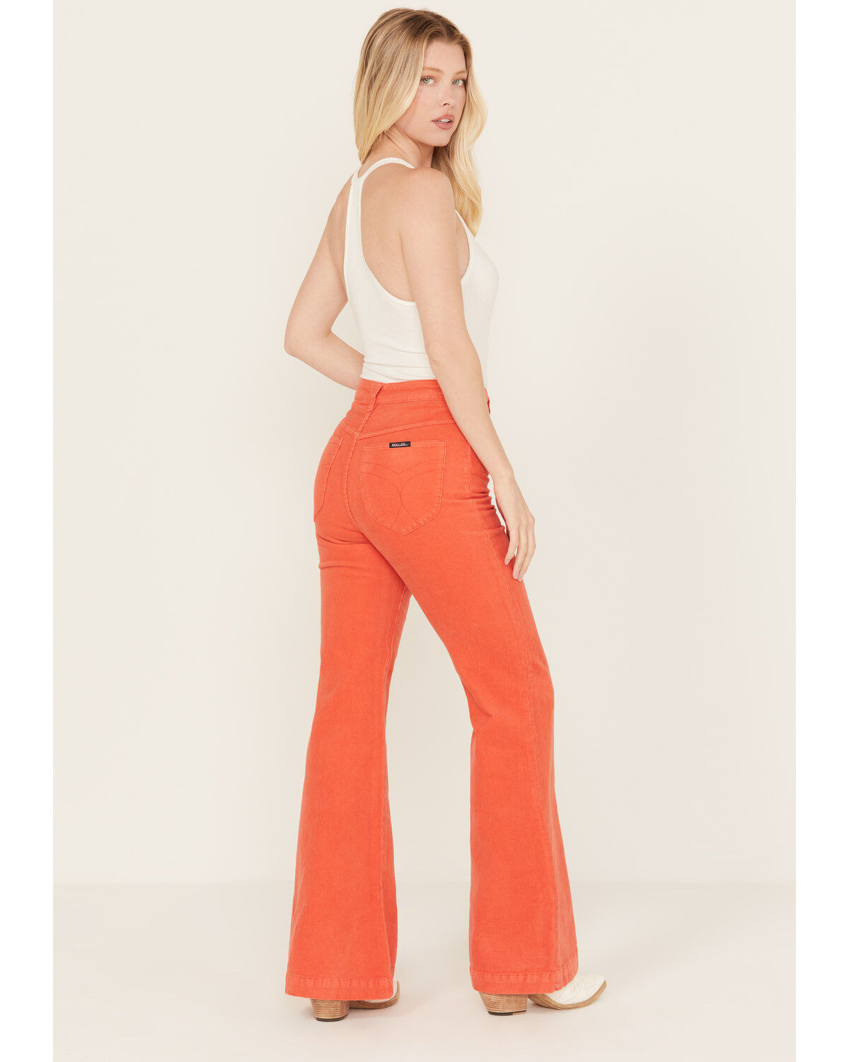 Image #3 - Rolla's Women's East Coast Corduroy Stretch Flare Jeans, Red, hi-res