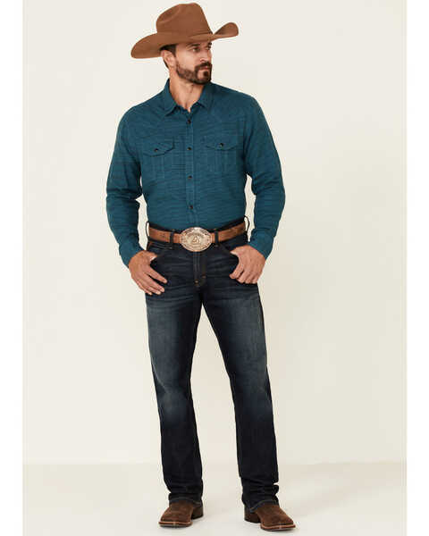 Image #2 - Cody James Men's Ride On Solid Long Sleeve Snap Western Shirt , Turquoise, hi-res