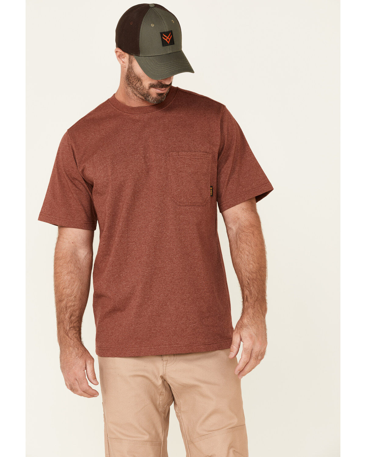 Image #1 - Hawx Men's Solid Red Forge Short Sleeve Work Pocket T-Shirt, Red, hi-res