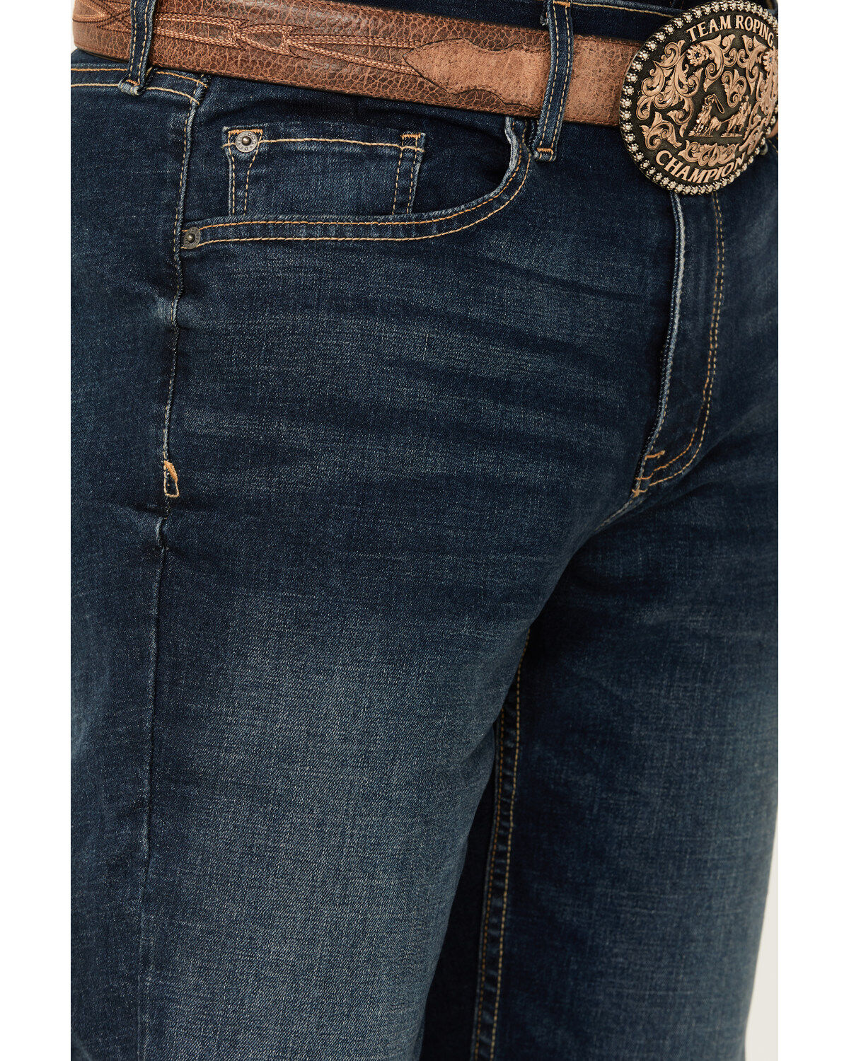 Image #2 - DEVIL-DOG Dungarees Men's Burke Vintage Medium Wash Athletic Fit Performance Stretch Denim Jeans, Medium Wash, hi-res