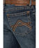 Image #4 - Rock 47 by Wrangler Men's Cowboy Hat Dark Wash Slim Bootcut Stretch Denim Jeans, Dark Medium Wash, hi-res