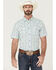 Image #1 - Moonshine Spirit Men's Blue Agave Floral Print Short Sleeve Snap Western Shirt, White, hi-res