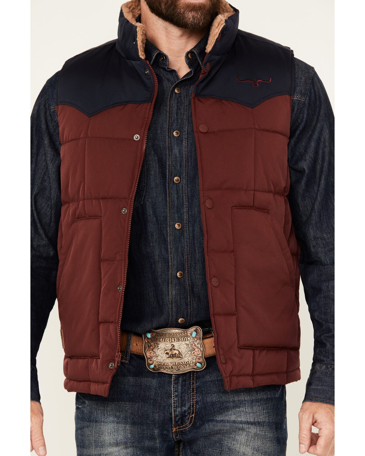 Image #2 - Kimes Ranch Men's Muir Trail Colorblock Quilted Vest, Burgundy, hi-res