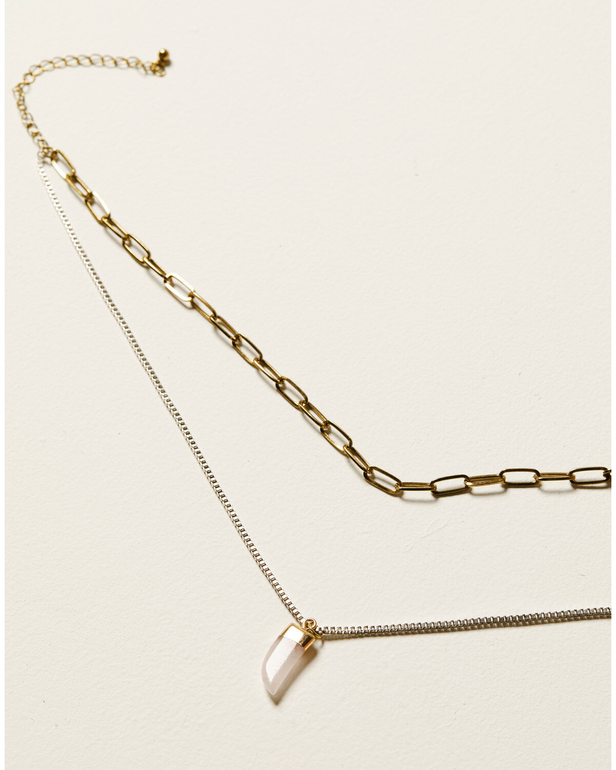 Image #1 - Shyanne Women's Saber Tooth Pendant Mixed Metal Double-strand Chain Necklace, Gold, hi-res