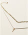 Shyanne Women's Saber Tooth Pendant Mixed Metal Double-strand Chain Necklace , Gold, hi-res