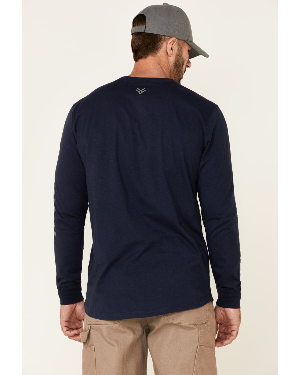 Image #4 - Hawx Men's Navy Original Logo Crew Long Sleeve Work T-Shirt, , hi-res