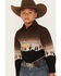 Panhandle Boys' Cactus Sunset Border Print Long Sleeve Snap Western Shirt, Black, hi-res