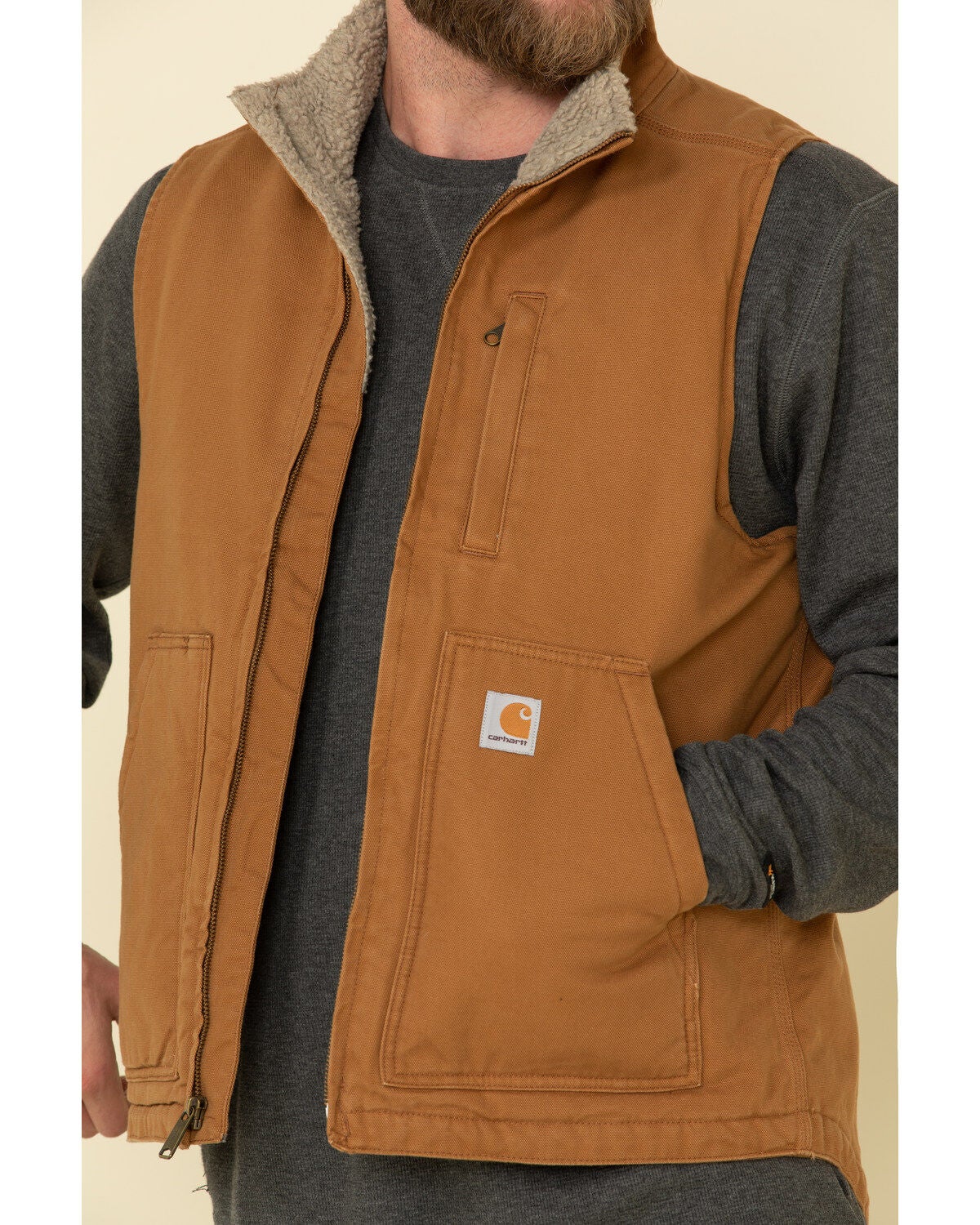 Carhartt Men's Washed Duck Sherpa Lined Mock Neck Vest