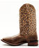 Laredo Women's Leopard Print Western Performance Boots - Broad Square Toe, Chocolate, hi-res