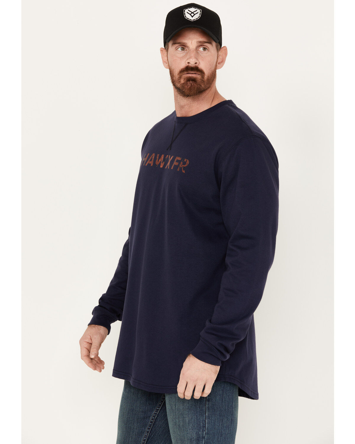 Image #2 - Hawx Men's FR Long Sleeve Pocket Henley Shirt, Navy, hi-res
