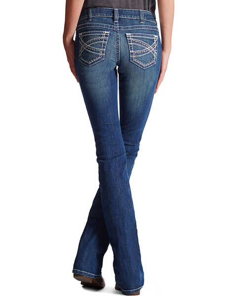 Image #1 - Ariat Women's Mid Rise Boot Cut Real Riding Jeans, Indigo, hi-res