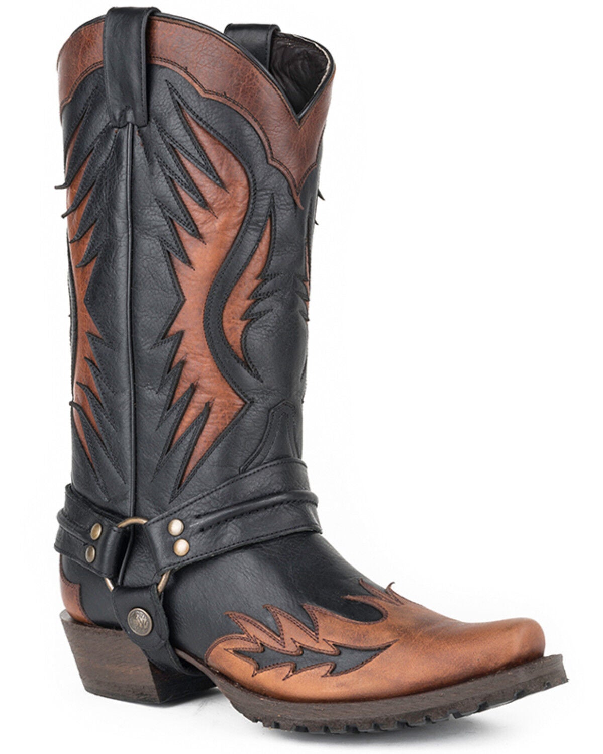 Stetson Men's Outlaw Biker Outlay Tall Western Boots - Snip Toe, Brown, hi-res