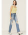 Ceros Women's Light Wash Distressed Straight Jeans, Blue, hi-res