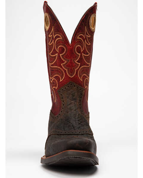 Image #4 - Rank 45 Men's Chocolate Bullhide Western Boots - Square Toe, , hi-res