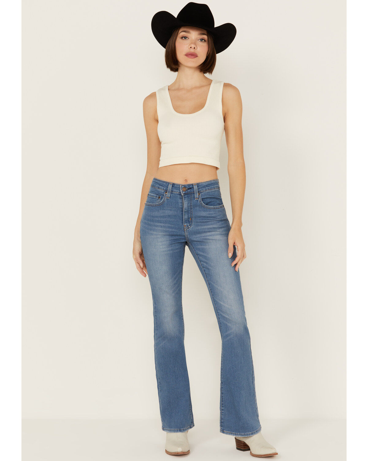 Image #1 - Levi's Women's Medium Wash The Lucky One High Rise 726 Stretch Flare Jeans, Medium Wash, hi-res