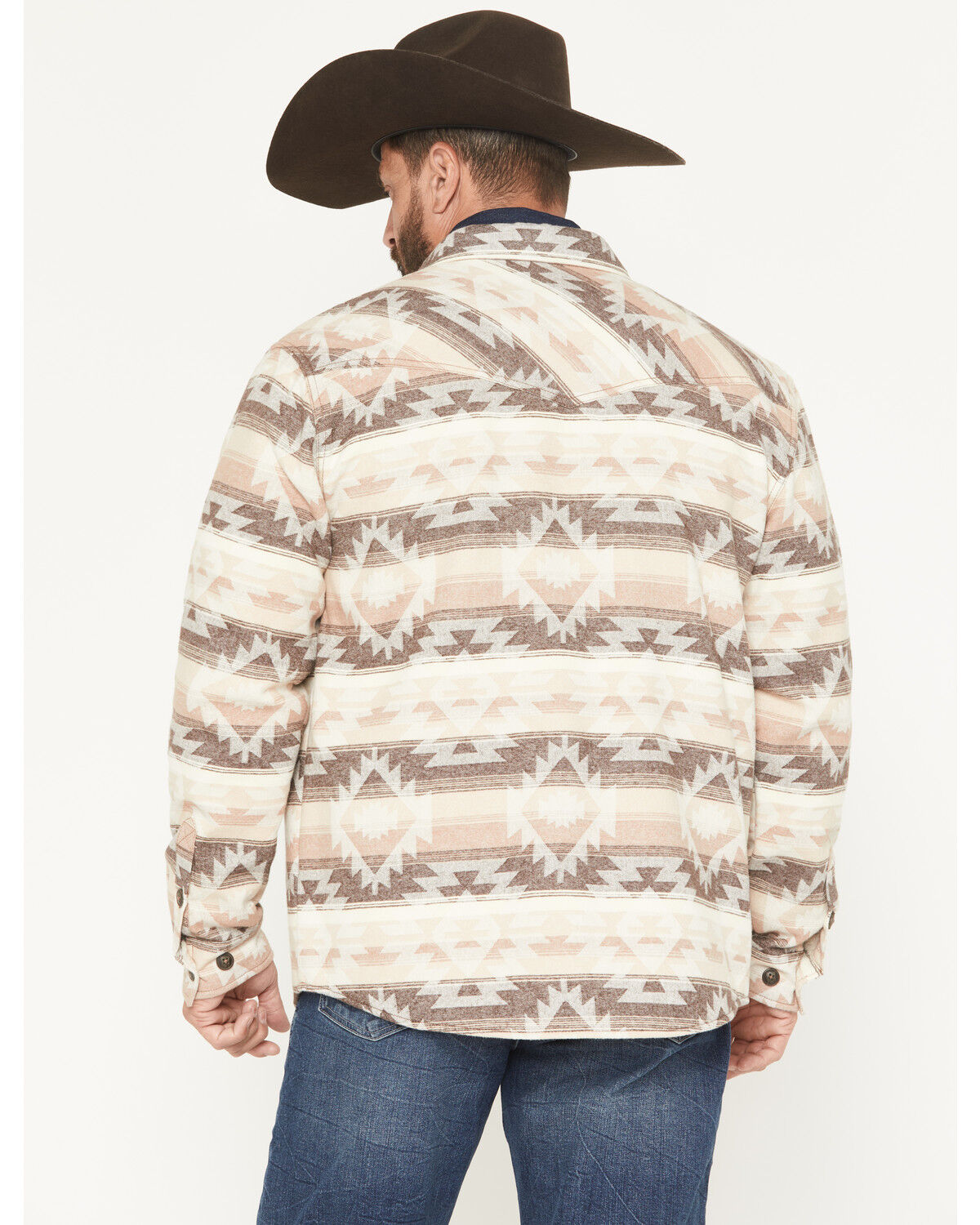 Image #4 - Cody James Men's Emmons Sherpa Lined Southwestern Striped Flannel Shirt Jacket, Tan, hi-res
