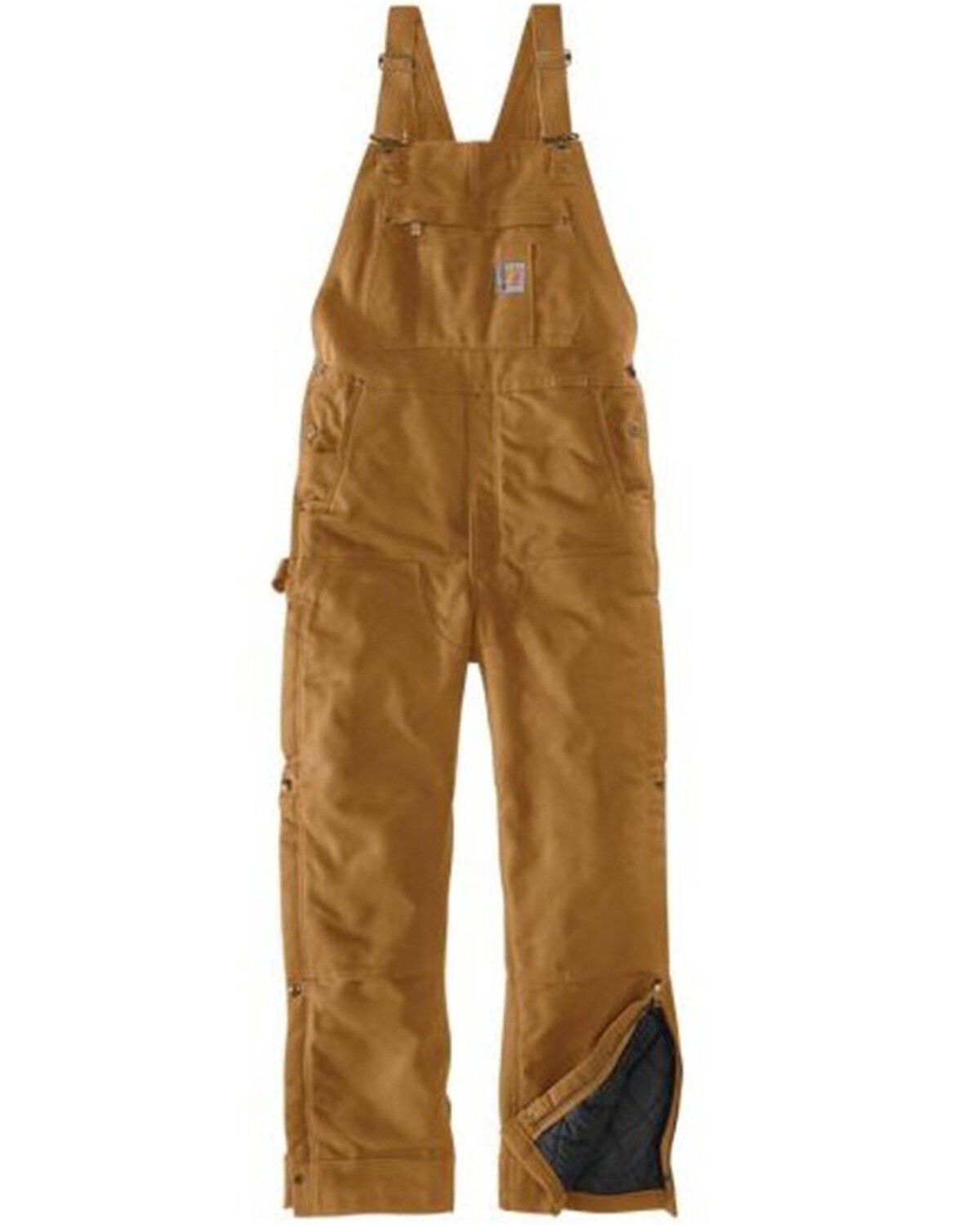 Carhartt Men's Loose Fit Firm Duck Insulated Work Bib Overalls, Brown, hi-res