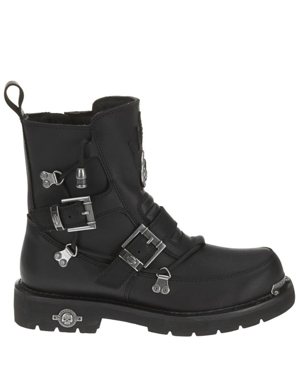 Image #2 - Harley Davidson Men's Distortion Skull Moto Boots - Round Toe, Black, hi-res