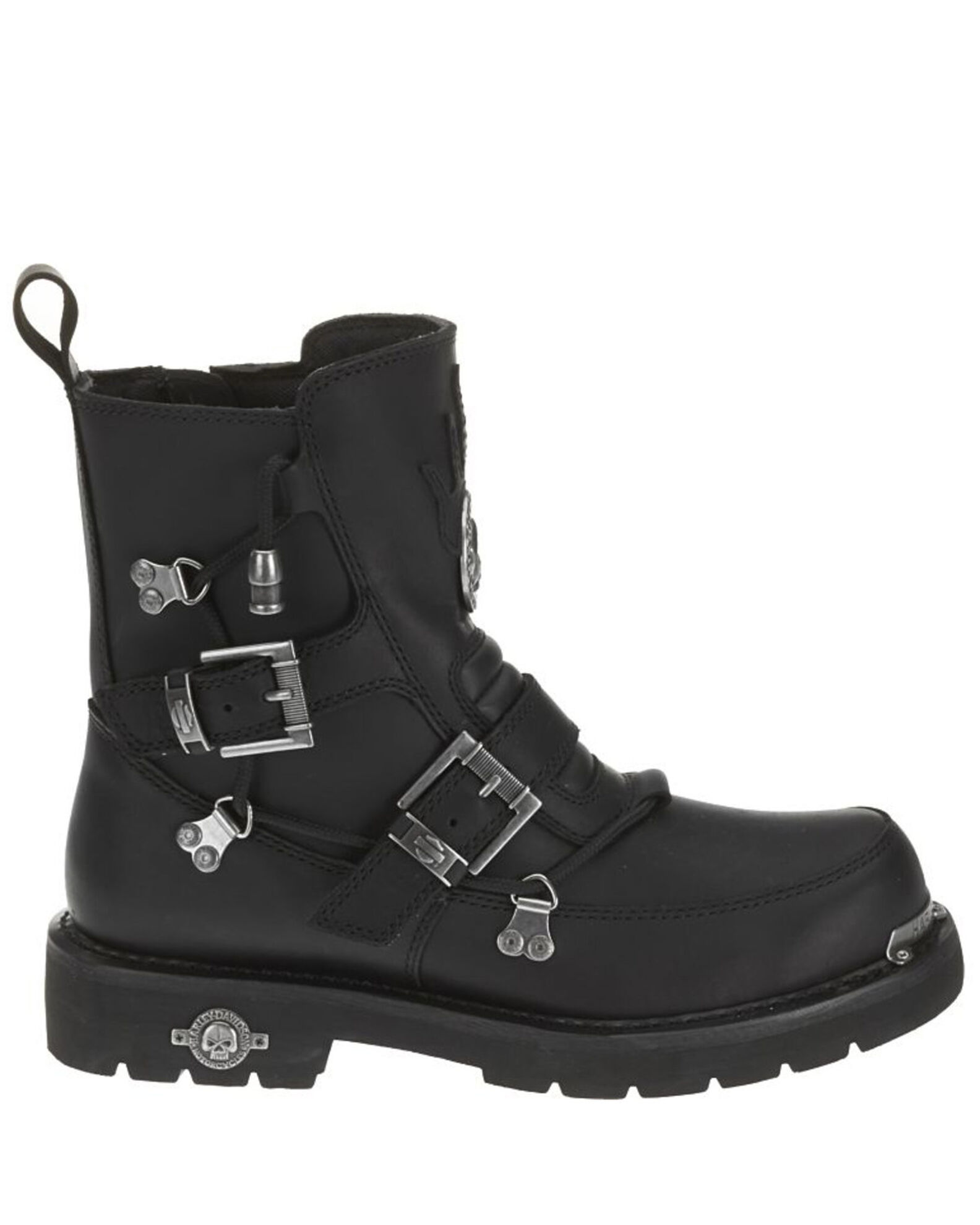Image #2 - Harley Davidson Men's Distortion Skull Moto Boots - Round Toe, Black, hi-res