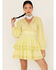 Image #2 - Maia Bergman Women's Mika Lace Tiered Mini Dress, Yellow, hi-res