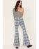Rock & Roll Denim Women's Southwestern Print High Rise Flare Jeans, Blue, hi-res