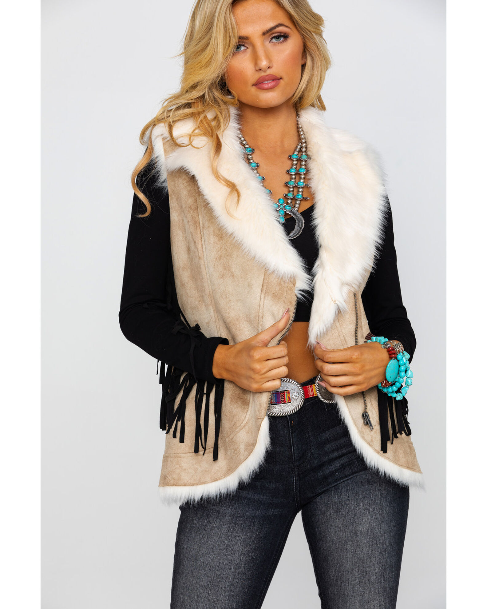 Cream best sale fur vest