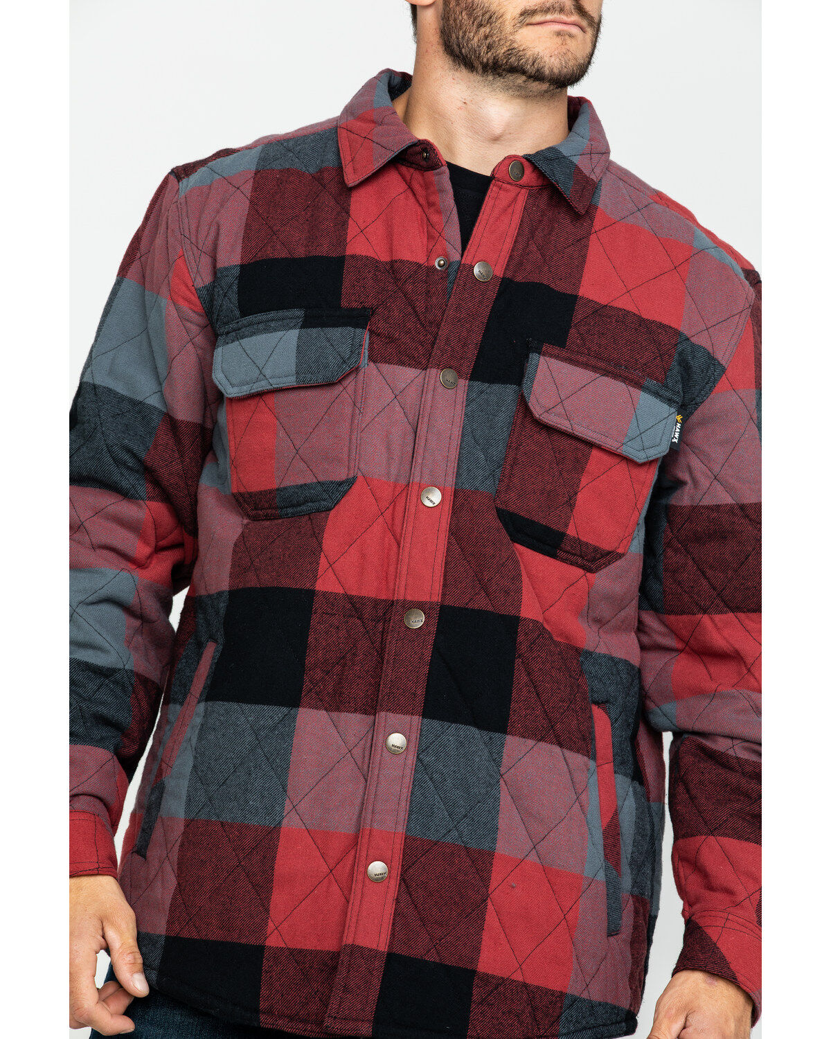 Image #4 - Hawx Men's Red Quilted Plaid Shirt Work Jacket - Big, , hi-res