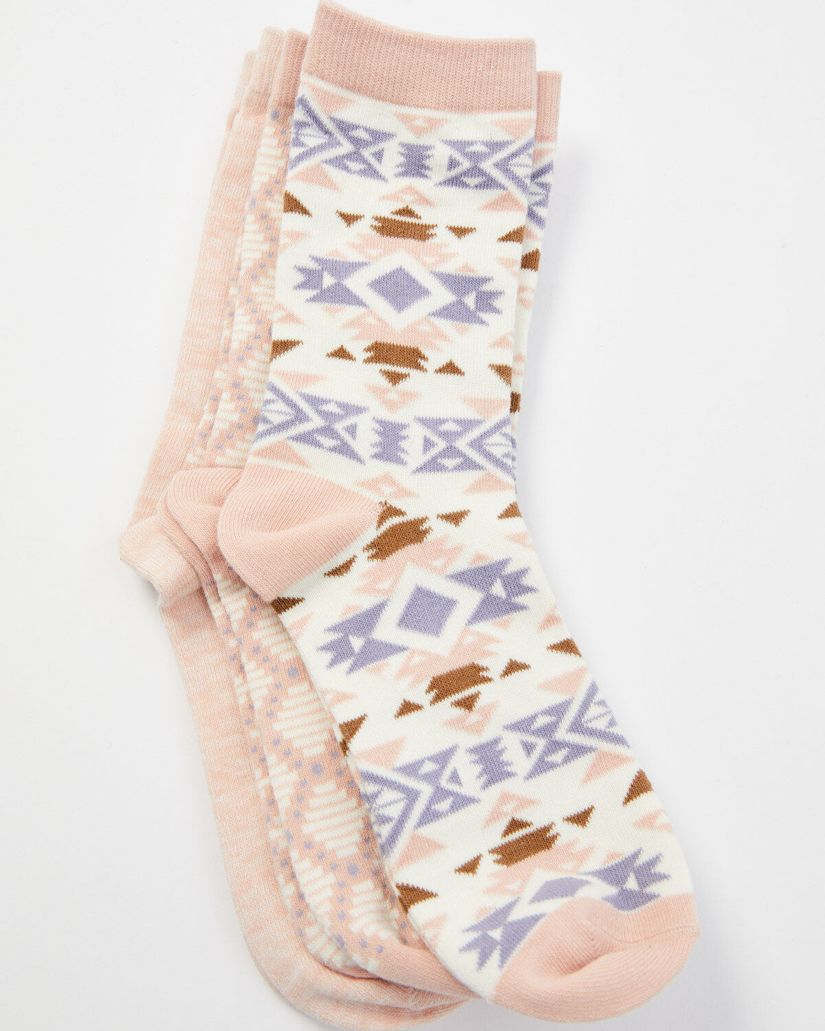 Image #1 - Shyanne Women's Southwestern Crew Socks - 3-Pack, Blush, hi-res