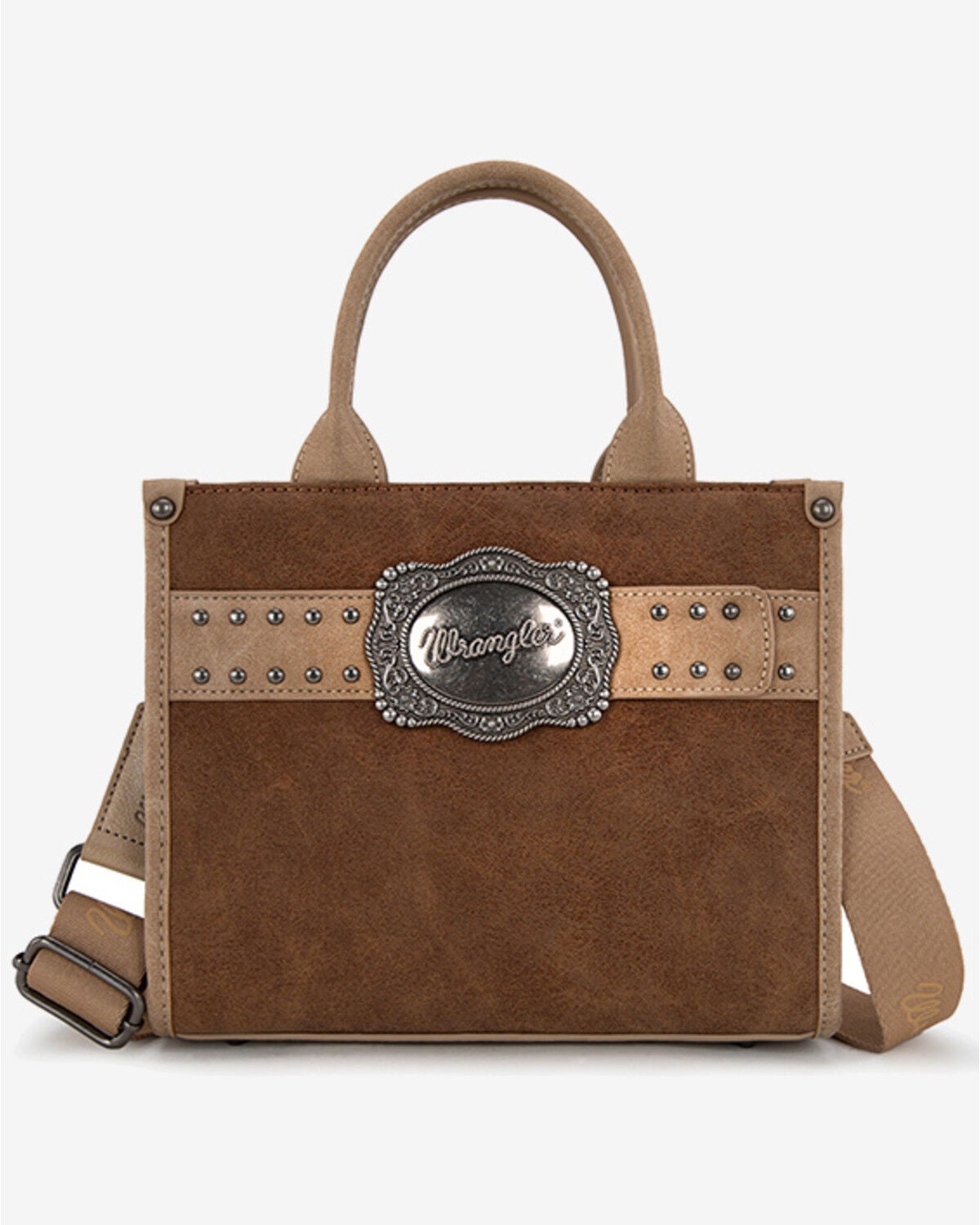 Wrangler Women's Buckle Crossbody Carry Large Tote, Brown, hi-res