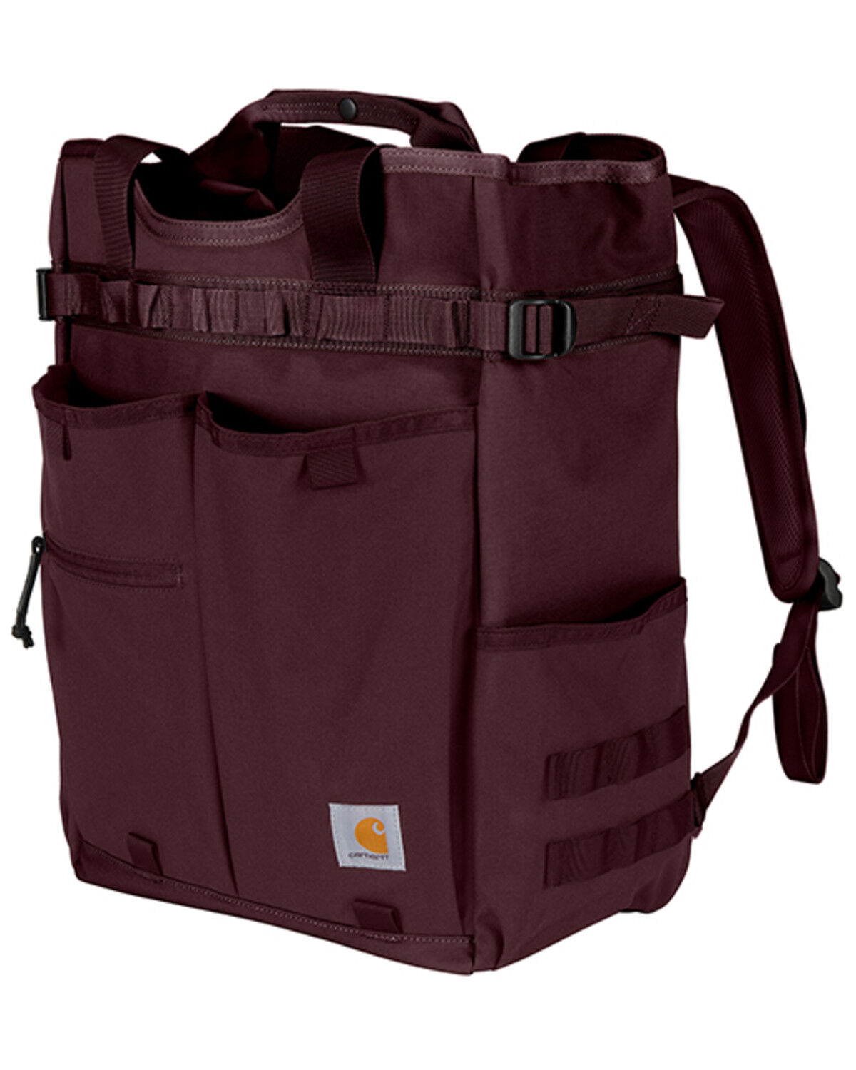 Image #1 - Carhartt 28L Nylon Cinch-Top Convertible Tote Backpack, Wine, hi-res