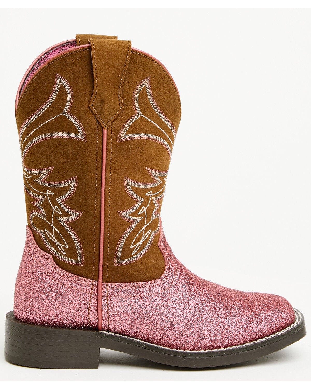 Image #2 - Shyanne Girls' Avery Glitter Western Boots - Broad Square Toe, Pink, hi-res